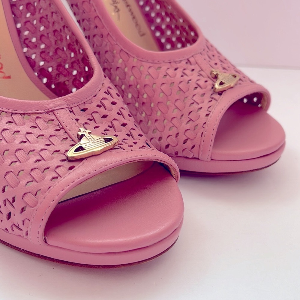 Vivienne Westwood pink hells in stretchy perfored leather size IT  36